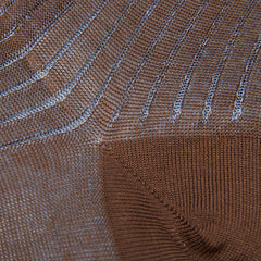 A close up of a Brown Blue Ribbed Cotton Vanisee sock made from Egyptian cotton, Canali.