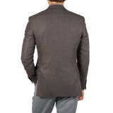 The back view of a man wearing a Canali Brown Grey Zig Zag Wool Drop 6 Blazer.