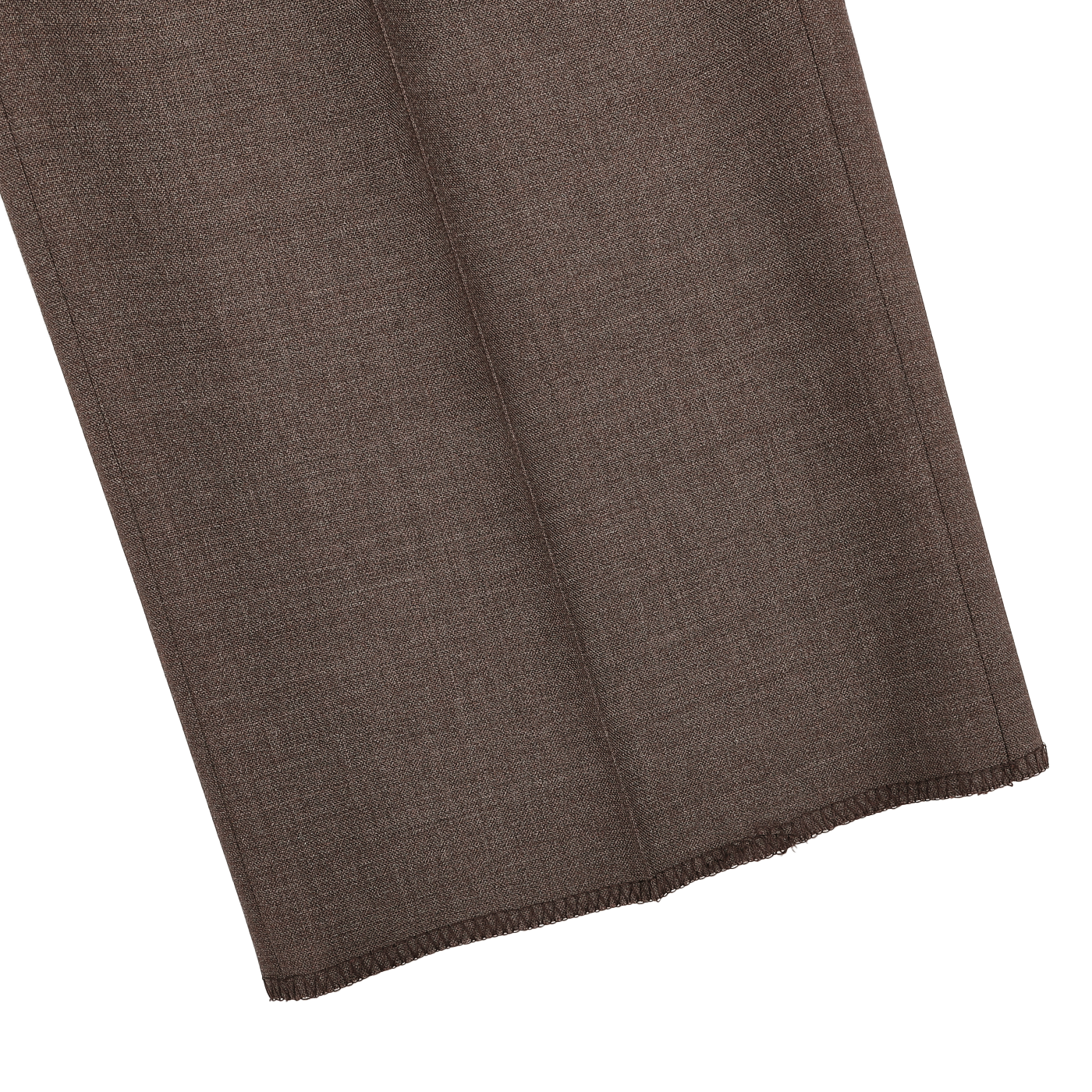 Close-up of Canali's Brown Matte Wool Flat Front Trousers fabric swatch, showcasing its textured, woven look reminiscent of formal trousers, with neatly finished edges.