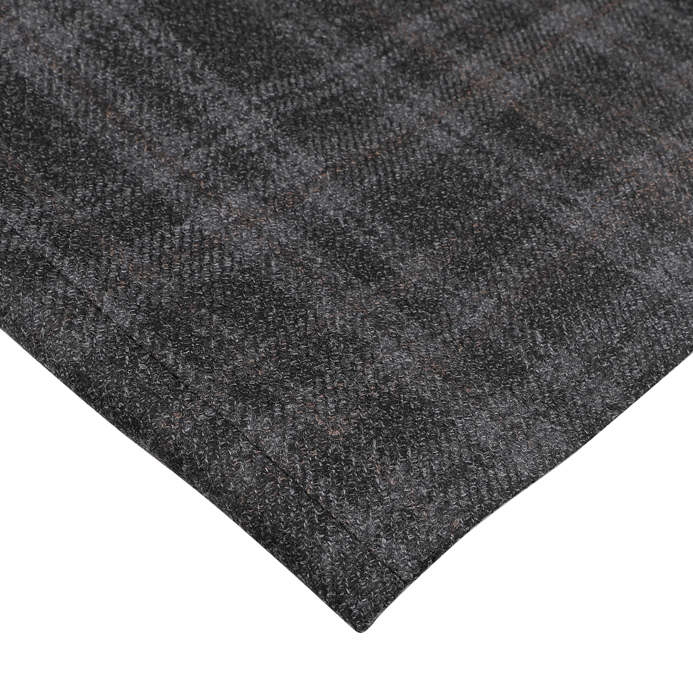 Close-up of the Dark Grey Checked Wool Silk Drop 6 Blazer by Canali, featuring a Milanese-style dark gray and light gray plaid fabric with a textured surface, displayed on a flat white background.