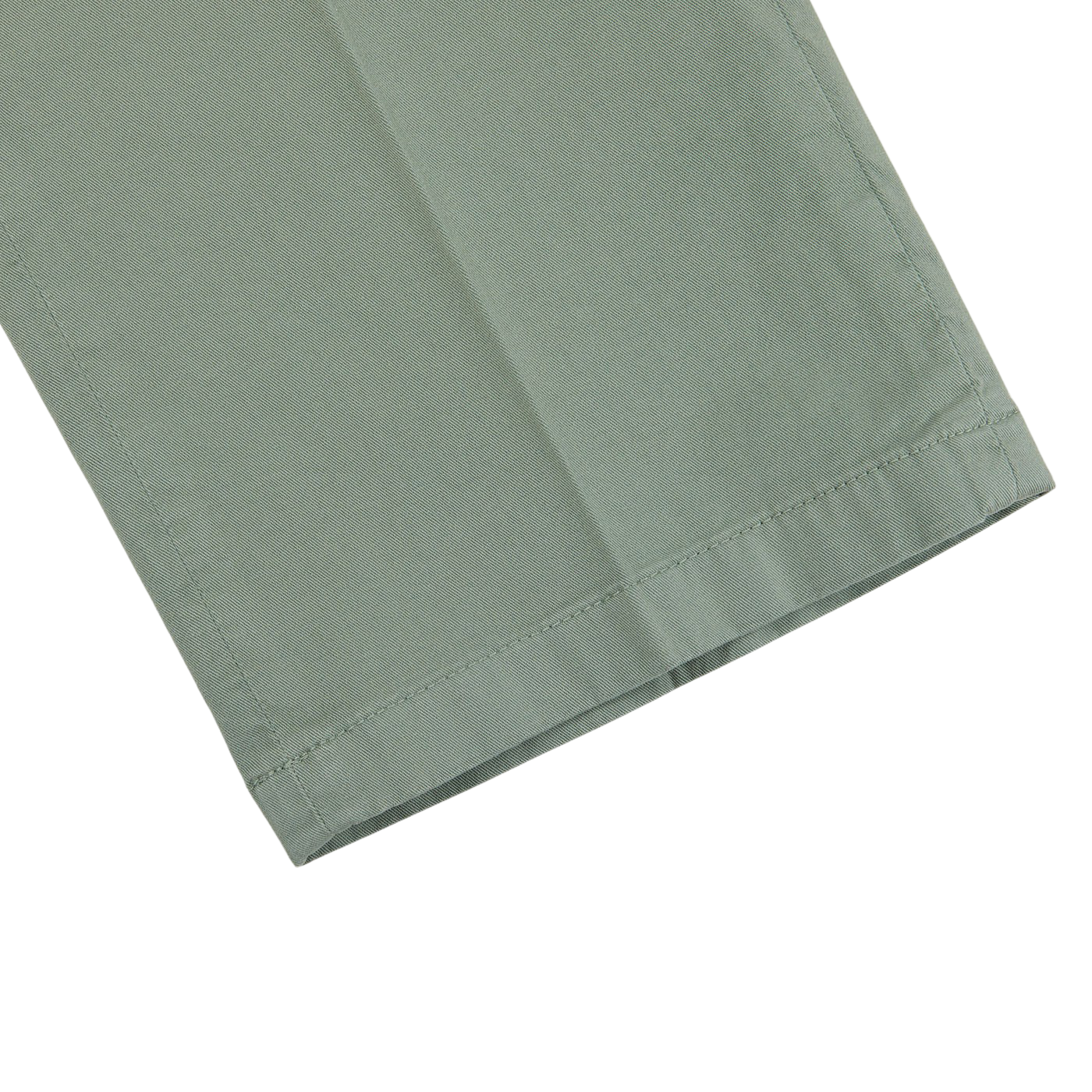 A close up of a pair of Canali Sage Green Cotton Stretch Flat Front Chinos.