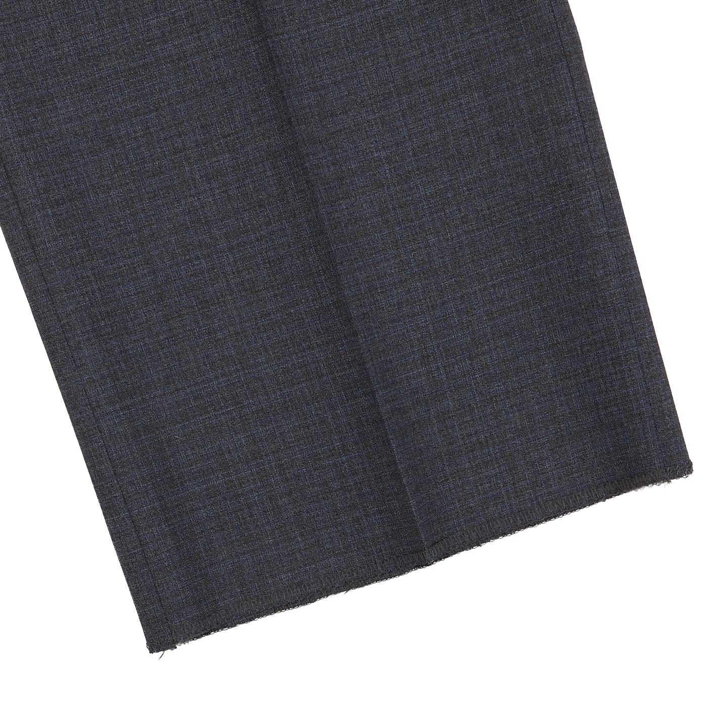 Folded grey-blue melange wool Canali suit fabric with a subtle texture, displayed on a white background.