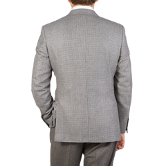 The back view of a man in a Grey Houndstooth Wool Drop 6 Blazer by Canali.