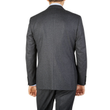 The back view of a man in a Canali Grey Melange Wool Flannel Suit.