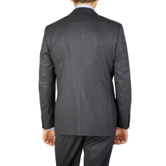 The back view of a man in a Canali Grey Melange Wool Flannel Suit.