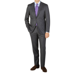 A man wearing a Canali Grey Melange Wool Flannel Suit.