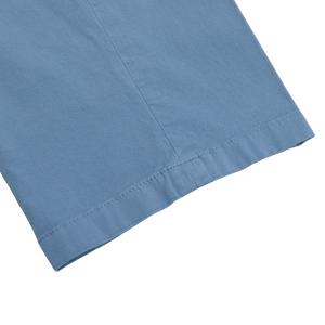 A close up of Canali Light Blue Cotton Stretch Flat Front Chinos cloth.