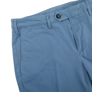 The men's Canali Light Blue Cotton Stretch Flat Front Chinos shorts.