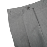 A close up image of Canali Light Grey Micro Check Wool Trousers.