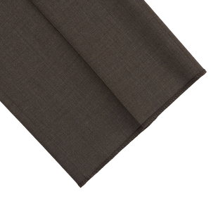 An image of Canali's matte brown wool stretch flat front trousers on a white background, perfect for tailored formal trousers.