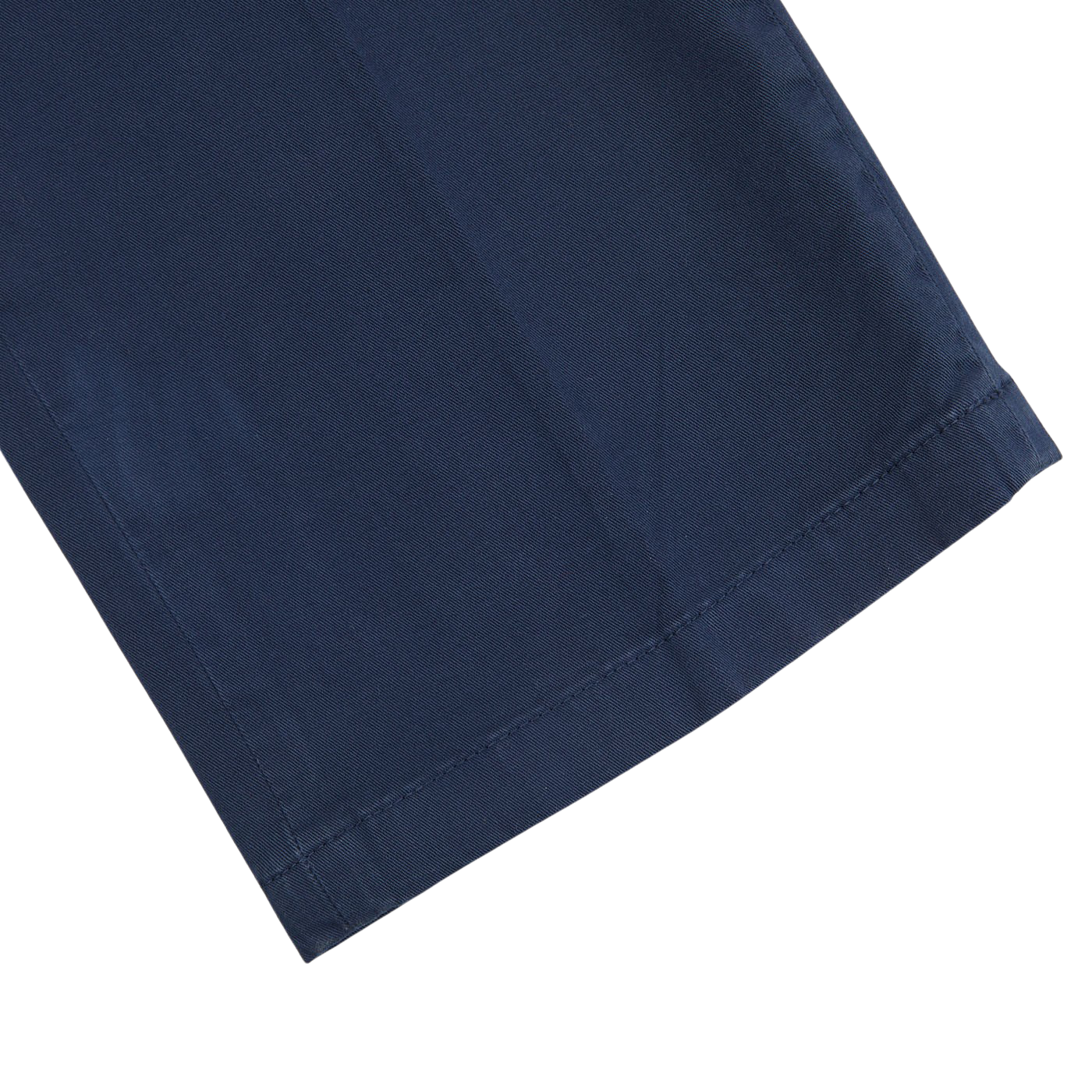 A close up of a pair of Canali Navy Blue Cotton Stretch Flat Front Chinos.