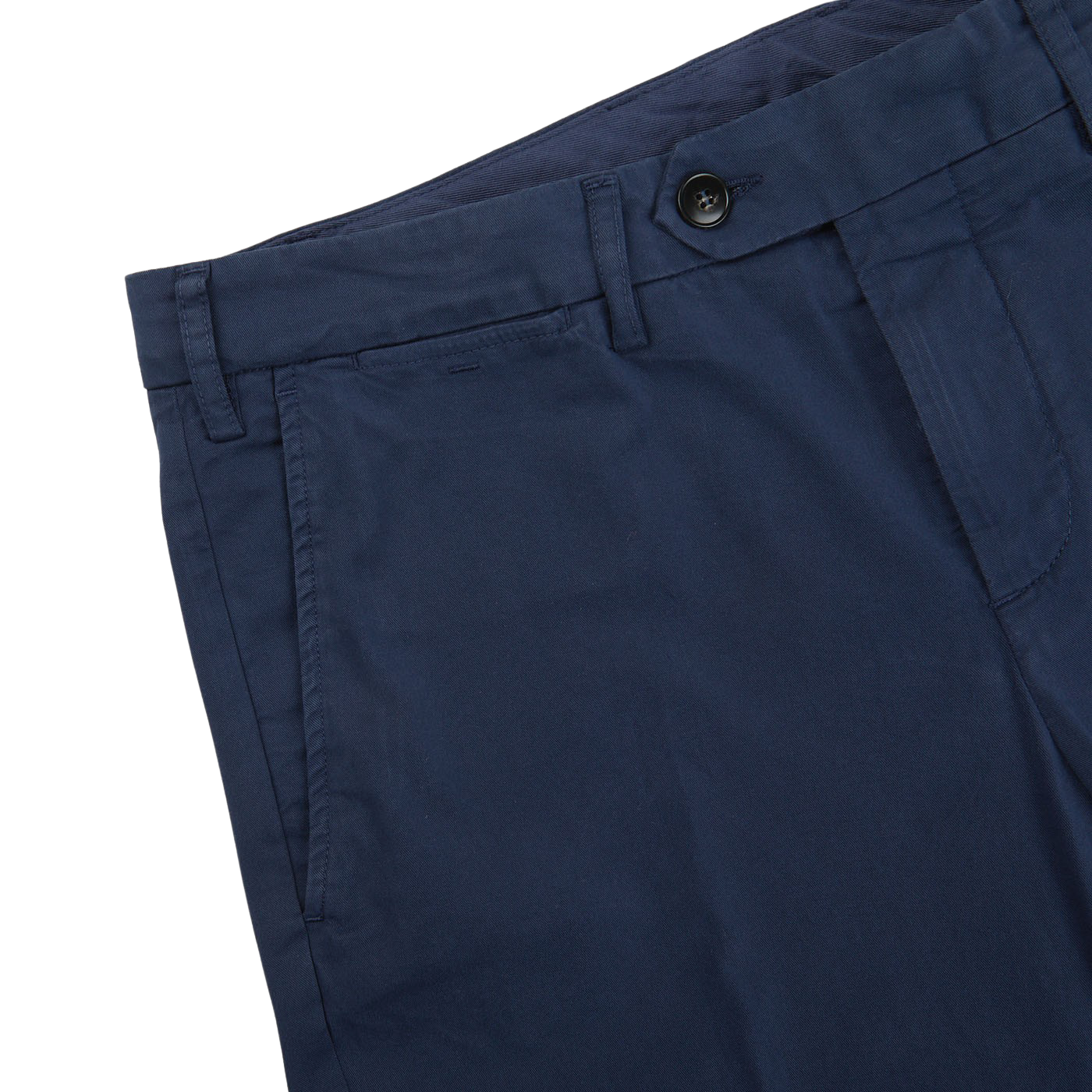 A pair of Canali men's Navy Blue Cotton Stretch Flat Front Chinos.