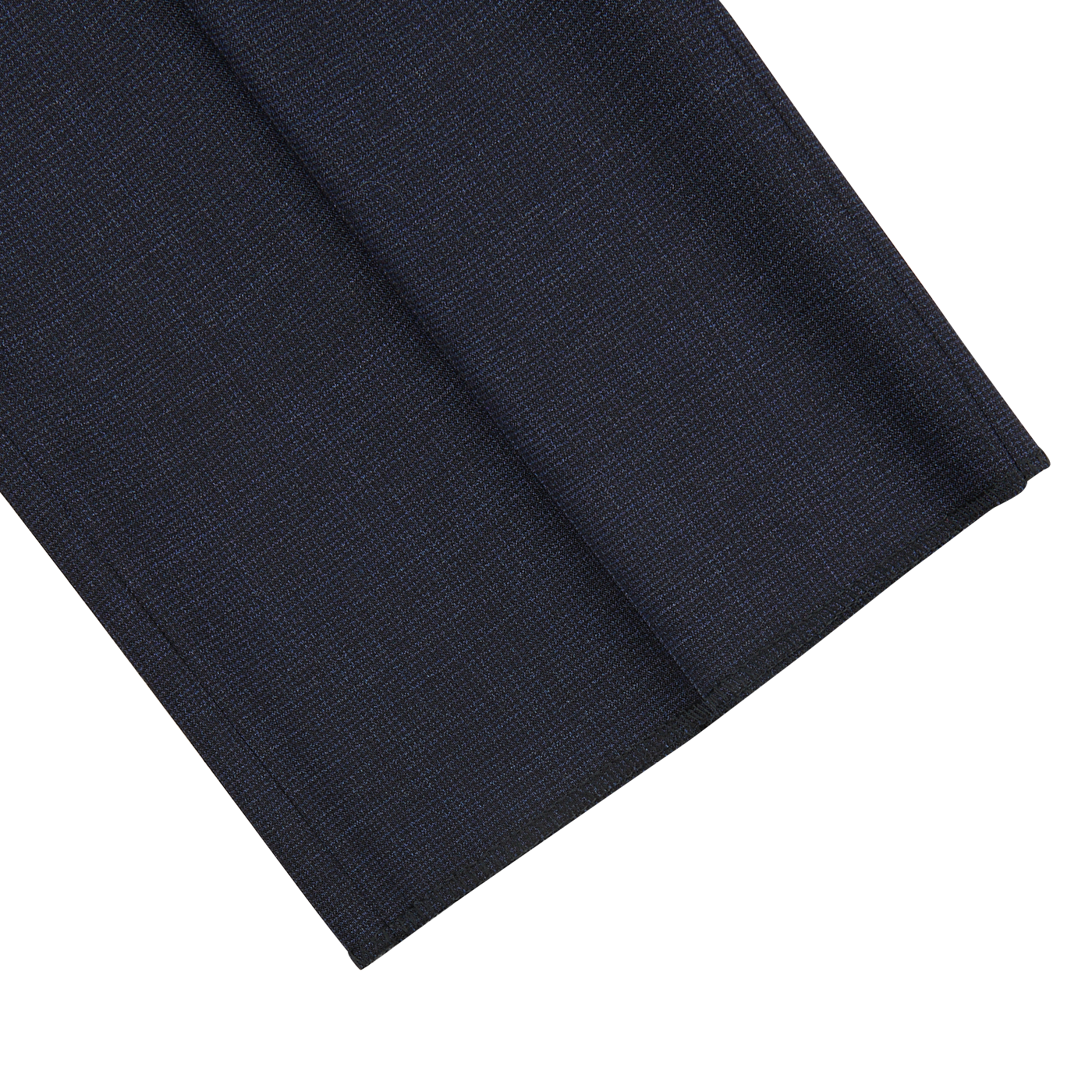 A close up of a Canali Navy Puppytooth Wool Stretch Flat Front Trousers.