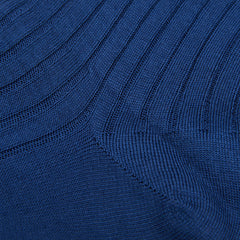 A close up image of a Royal Blue Ribbed Cotton Sock made by Canali.