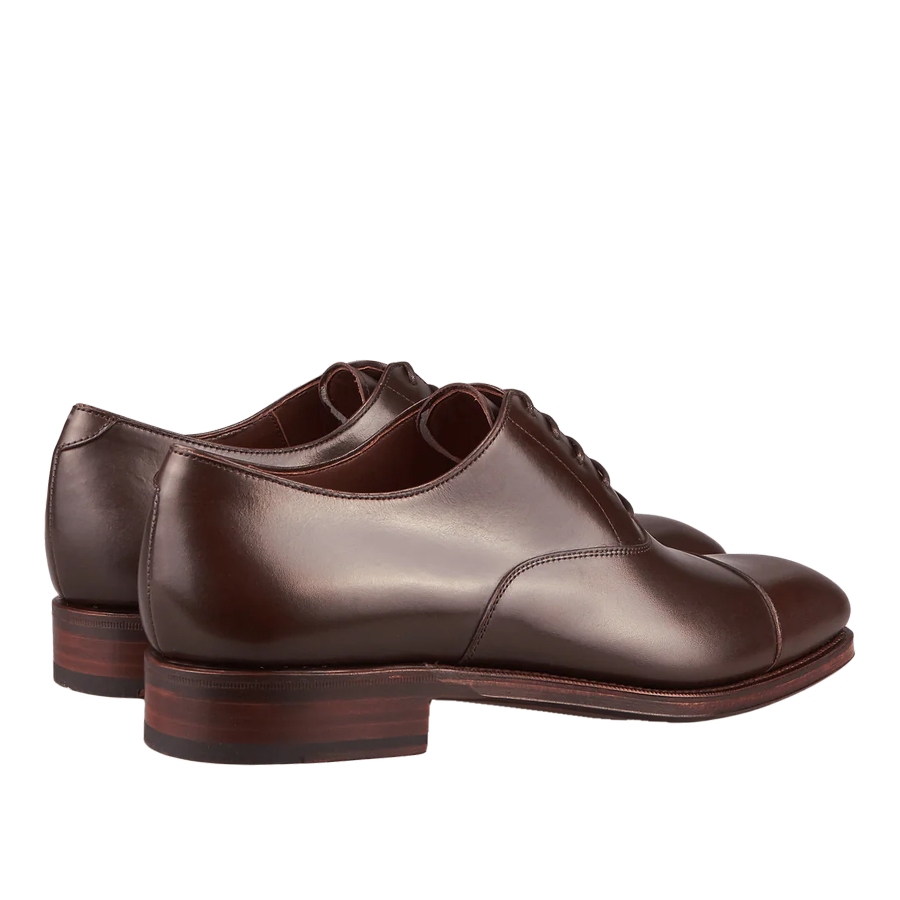 A pair of Brown Calf Rain Captoe Oxford Shoes crafted by Carmina craftsmen.