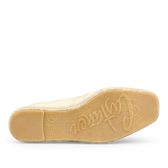 The sole of an Ivory Beige Cotton Pablo espadrille by Castañer features "Christian Louboutin" in cursive, with the size 42 indicated on the heel.