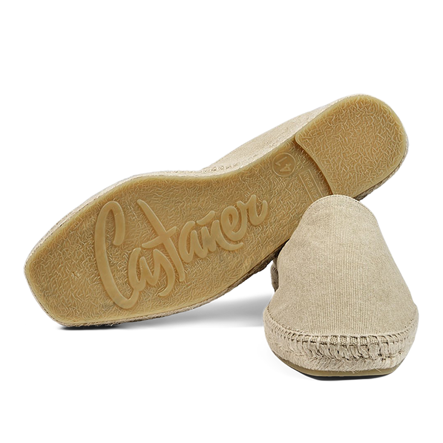 A pair of Sand Beige Cotton Pablo Espadrilles with the brand name Castañer visible on the sole.
