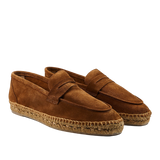 A pair of Tobacco Suede Nacho casual loafers by Castañer on a neutral background.