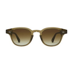 A pair of Model 01 Green Gradient Lenses Sunglasses 46mm by Chimi with a translucent Italian green acetate frame and UV protection.