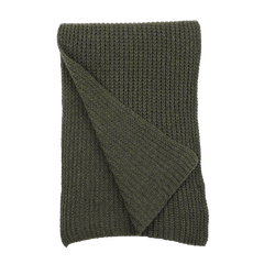 A folded, cable knit Military Green Cashmere Scarf from Daniele Fiesoli displayed on a plain background.