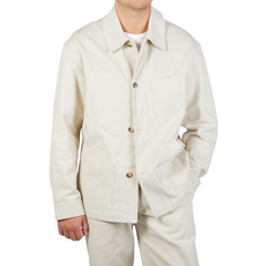 De Bonne Facture Undyed Heavy Cotton Maquignon Jacket Front