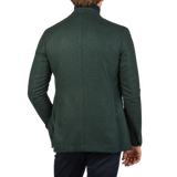 De Petrillo Green Checked Wool Flannel Napoli Blazer Back