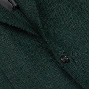 De Petrillo Green Checked Wool Flannel Napoli Blazer Closed