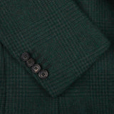 De Petrillo Green Checked Wool Flannel Napoli Blazer Cuff