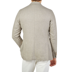 De Petrillo Taupe Grey Herringbone Wool Posillipo Blazer Back