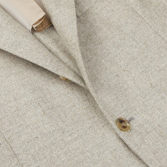 De Petrillo Taupe Grey Herringbone Wool Posillipo Blazer Closed