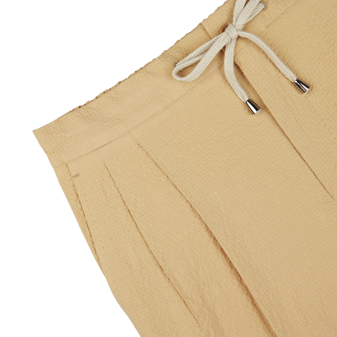A close up of De Petrillo caramel beige casual trousers.