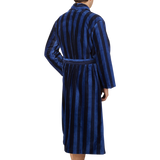Derek Rose Blue Striped Cotton Velour Towelling Gown Back