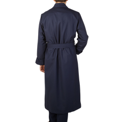 Derek Rose Navy Blue Wool Twill Westminister Gown Back