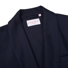 Derek Rose Navy Blue Wool Twill Westminister Gown Collar