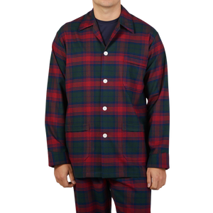 Derek Rose Red Multi-Checked Cotton Pyjamas Shirt Front