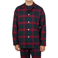 Derek Rose Red Multi-Checked Cotton Pyjamas Shirt Front