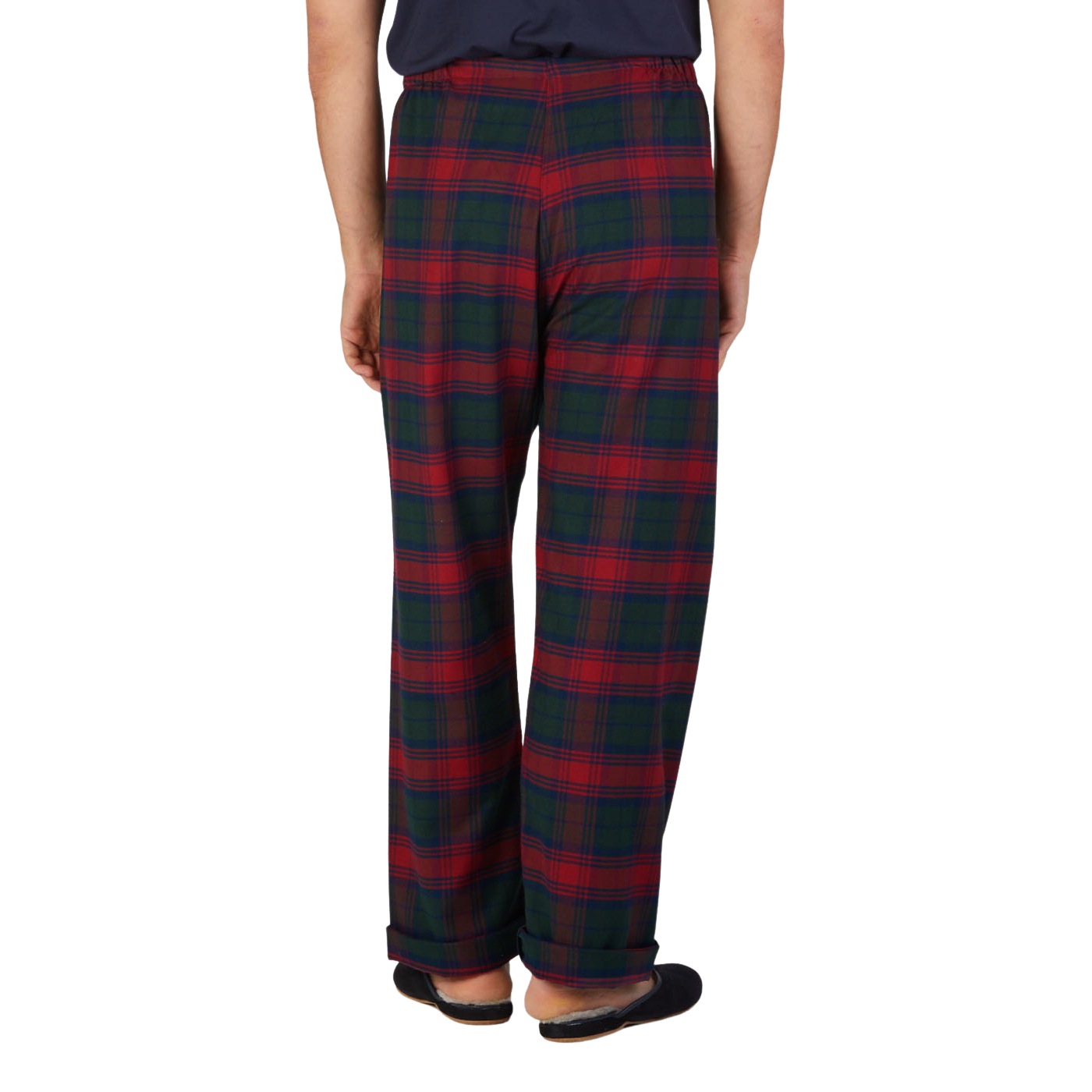 Derek Rose Red Multi-Checked Cotton Pyjamas Trousers Back