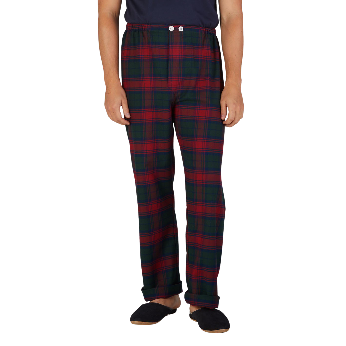 Derek Rose Red Multi-Checked Cotton Pyjamas Trousers Front