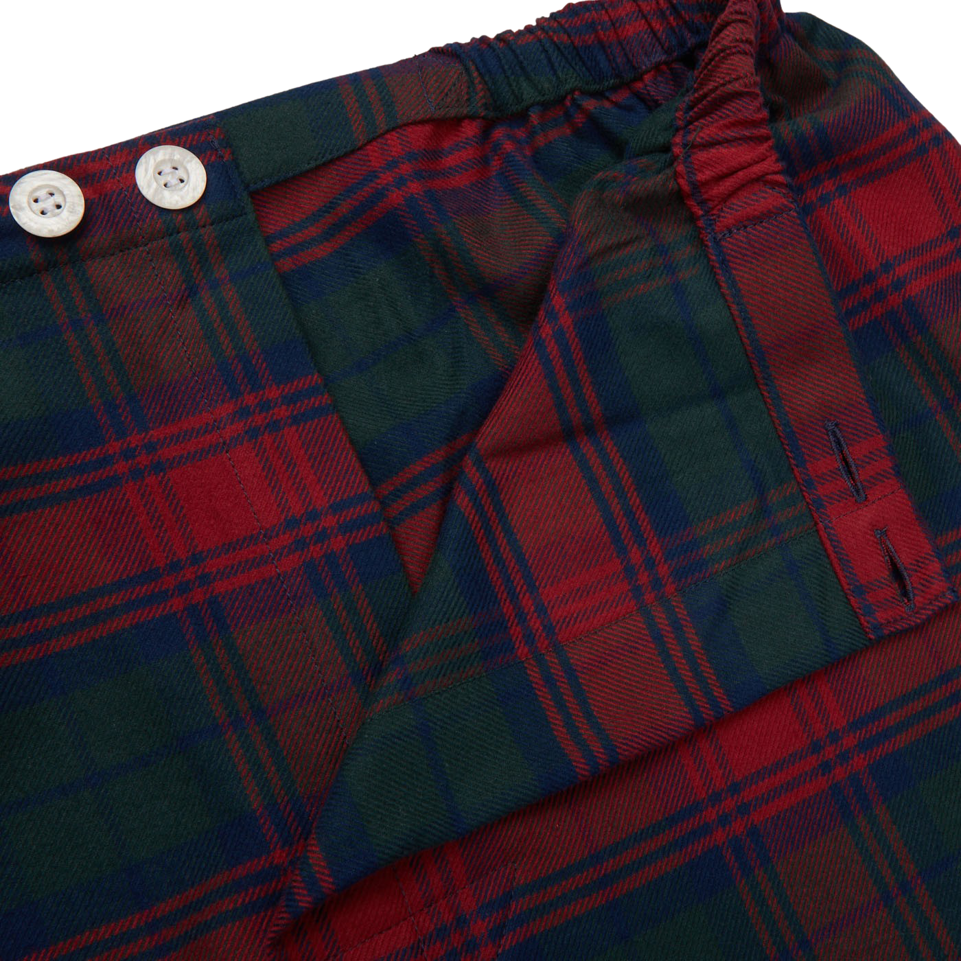 Derek Rose Red Multi-Checked Cotton Pyjamas Zipper