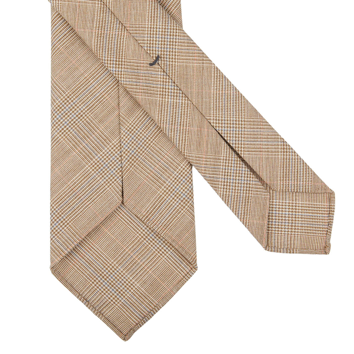 Dreaming of Monday Beige Checked 7-Fold Super 100s Wool Tie Back