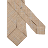 Dreaming of Monday Beige Checked 7-Fold Super 100s Wool Tie Back