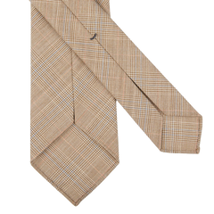 Dreaming of Monday Beige Checked 7-Fold Super 100s Wool Tie Back