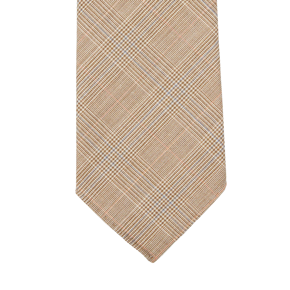 Dreaming of Monday Beige Checked 7-Fold Super 100s Wool Tie Feature