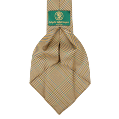 Dreaming of Monday Beige Checked 7-Fold Vintage French Wool Tie Open