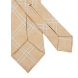 Dreaming of Monday Beige Windowpane 7-Fold French Linen Tie Back