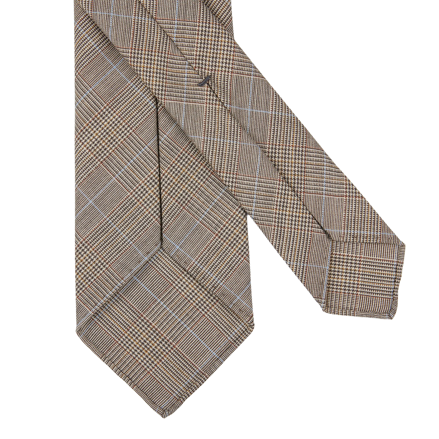 Dreaming of Monday Brown Checked 7-Fold Super 100s Wool Tie Back