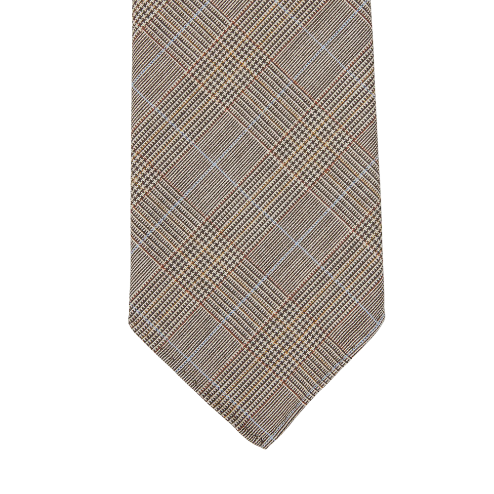 Dreaming of Monday Brown Checked 7-Fold Super 100s Wool Tie Feature