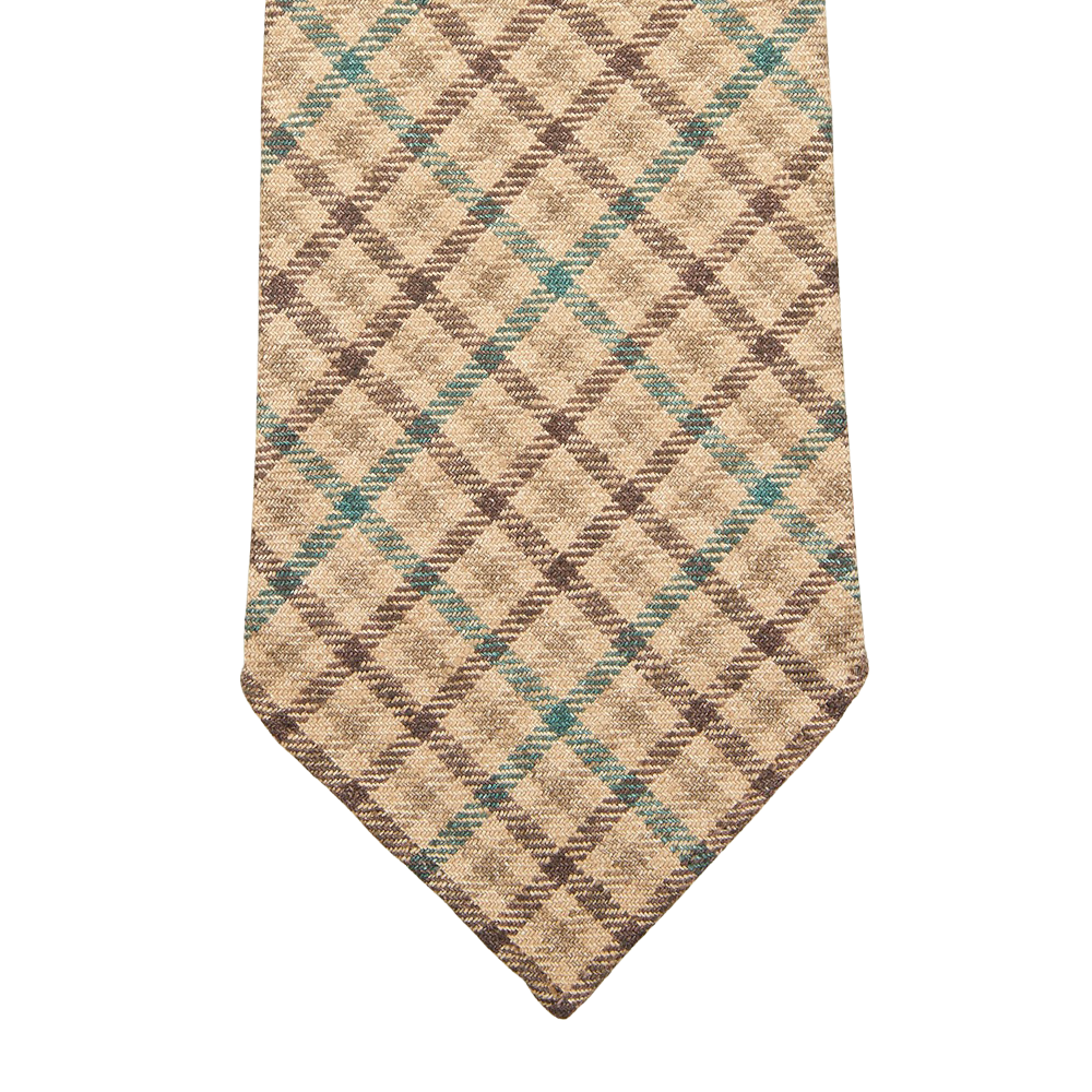 Dreaming of Monday Brown Green Gunclub 7-Fold French Linen Tie Tip