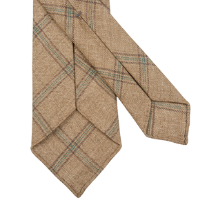 Dreaming of Monday Brown Windowpane 7-Fold French Linen Tie Back