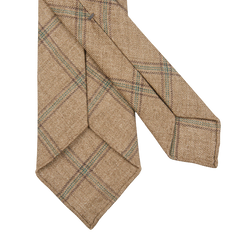 Dreaming of Monday Brown Windowpane 7-Fold French Linen Tie Back